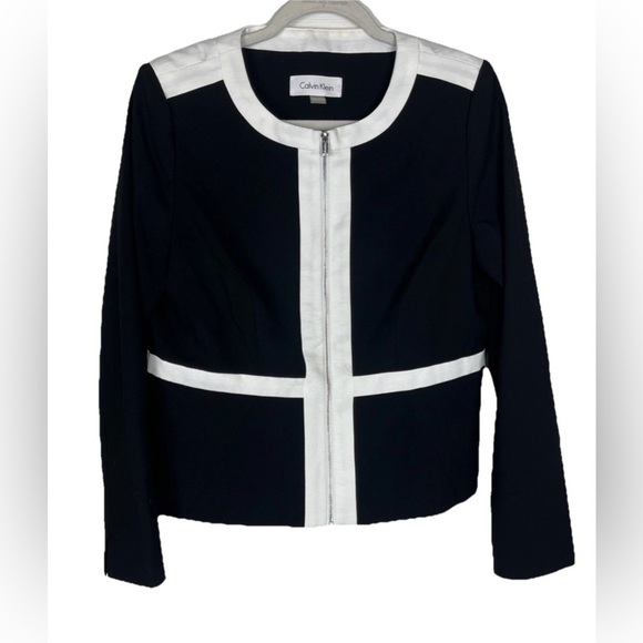 Calvin‎ Klein NWT Black & White Suit Jacket Womens Size 12P - Picture 1 of 9